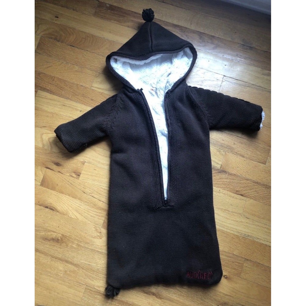Gap size 3-6 M  Red Brown Sweater Snowsuit/bag Faux Fur Lined